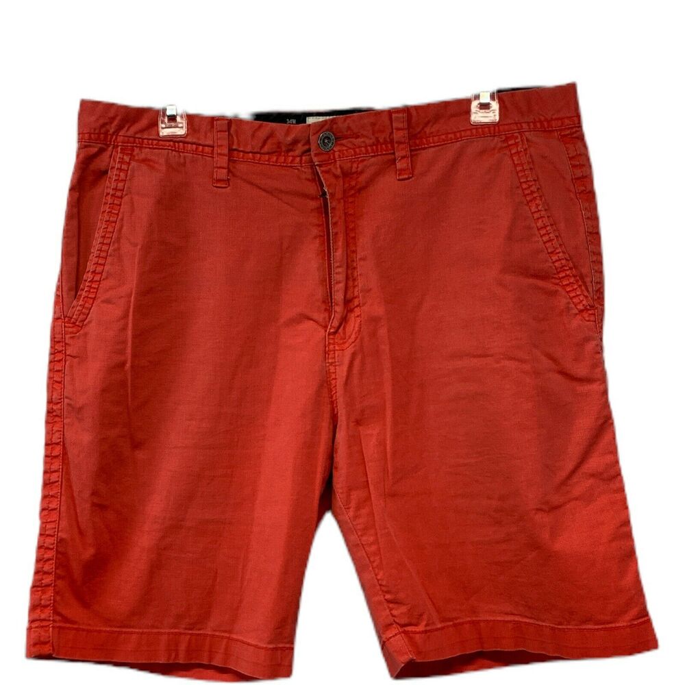 Buckle Departwest Rambler Mens Size 34 Red-Orange Chino Flat Shorts Solic Casual